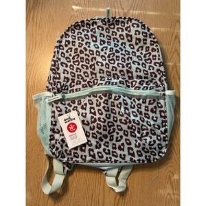 New Deal Worthy Animal Print Backpack Blue Brown size 16”x12”x5.5”